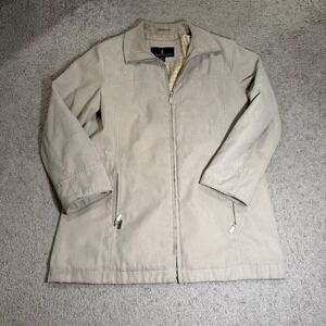 London Fog Women's Lined Microfiber Sueded Zip Front Rain Jacket Sz XS PETITE